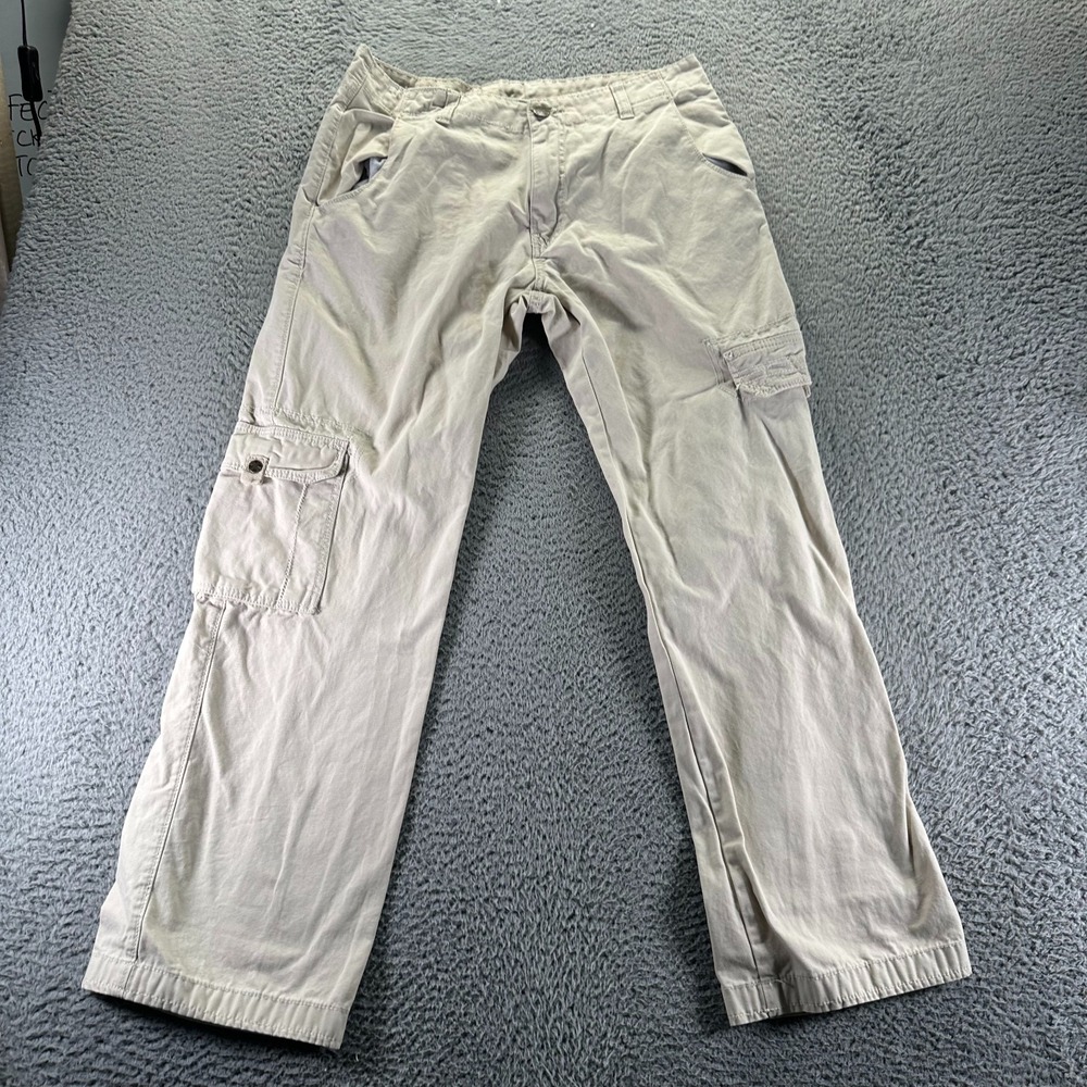 Franky Max Pant Men 33x32 Beige Cotton Cargo Straight Leg Baggy Utility Workwear